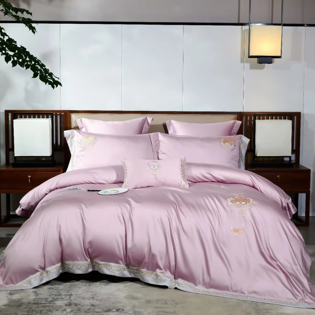 实体款-100支贡缎长绒棉刺绣新中式四件套