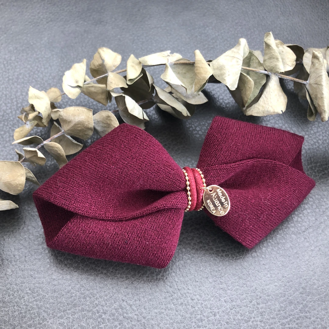 非金属布艺发饰 韩国00072针织质感蝴蝶结发卡