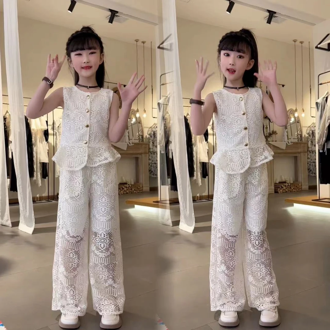 童装女童套装夏季2024新款儿童学院风小清新薄款夏装女孩洋气时髦