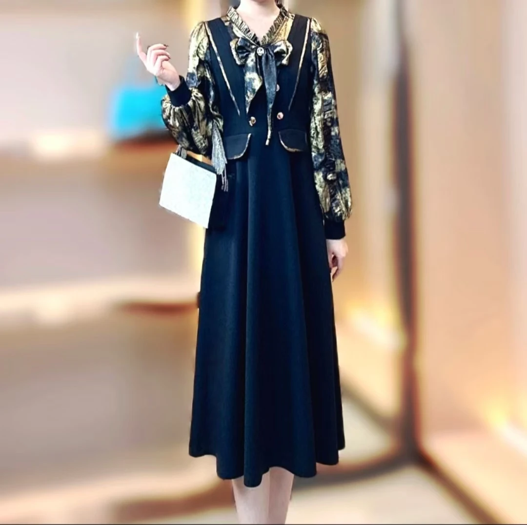 【锦绣花开】轻奢设计师女装优雅气质修身时尚收腰连衣裙-82852