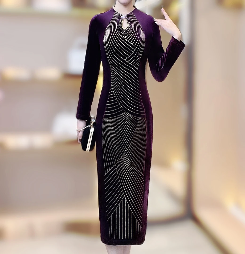 【香舍菲尔】82896新中式国风高端精致重工改良版旗袍连衣裙