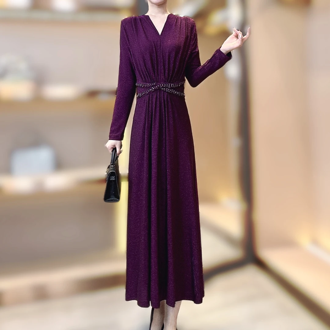 【香舍菲尔】 新款时尚设计感钉珠小众收腰显瘦气质连衣裙82391