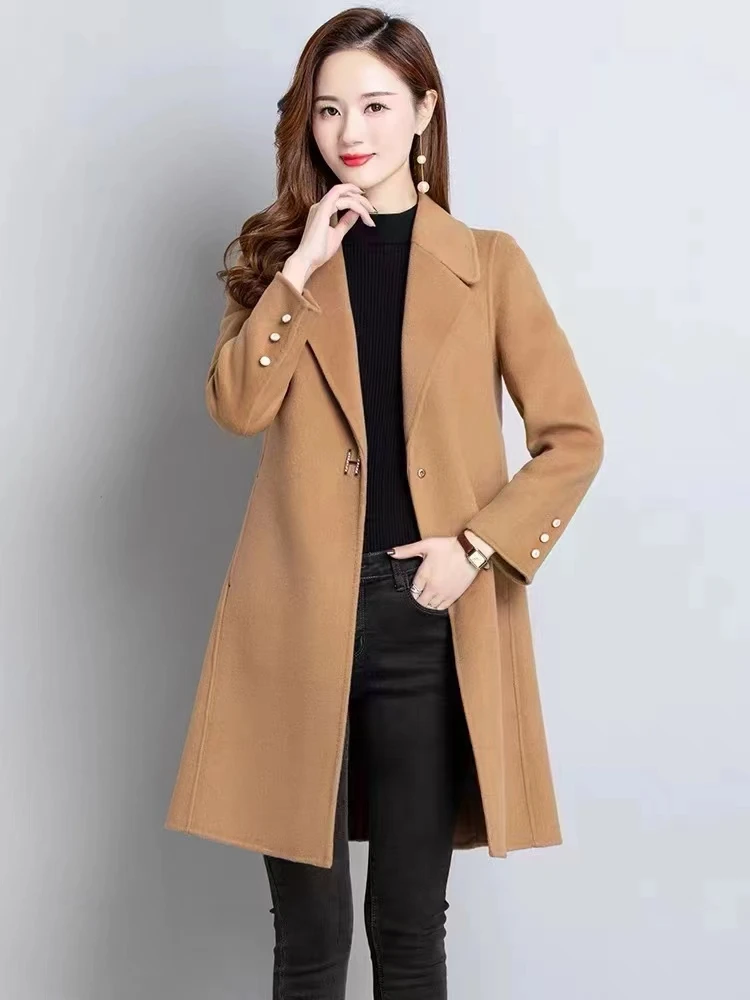 【孤品扣号】双面羊毛大衣女装外套中长款秋冬时尚