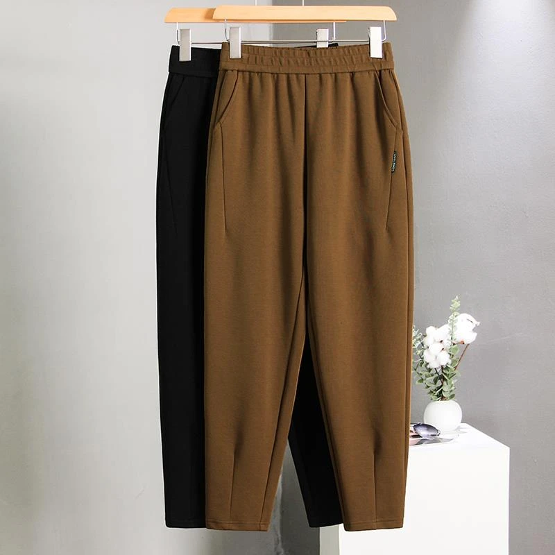九分运动哈伦裤女2023春秋新款老爹裤加绒萝卜裤女休闲黑色卫裤冬