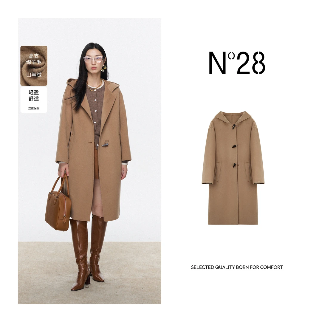 N°282024秋冬新款设计师双面呢大衣休闲毛呢外套中长款8352D085