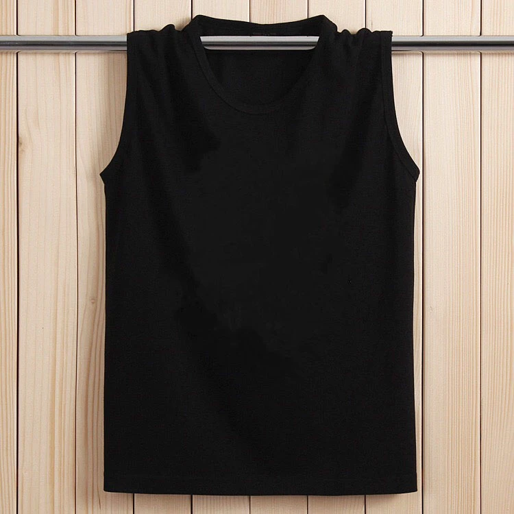 新款夏季宽松无袖t恤宽肩男士纯色圆领背心时尚打底衫运动健身T恤