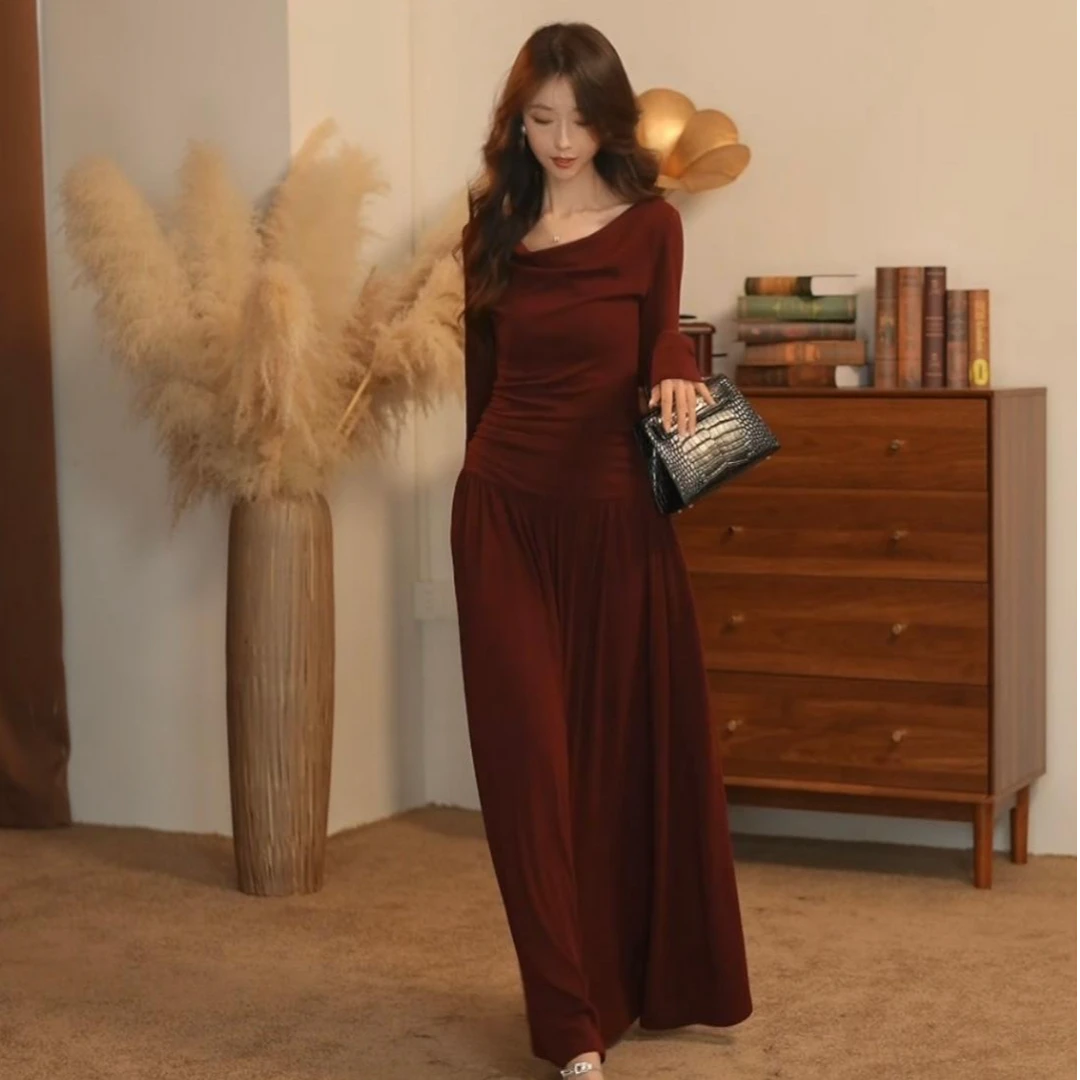 【大金】法式秋季新款简约轻奢小众收腰显瘦连衣裙-ZX724