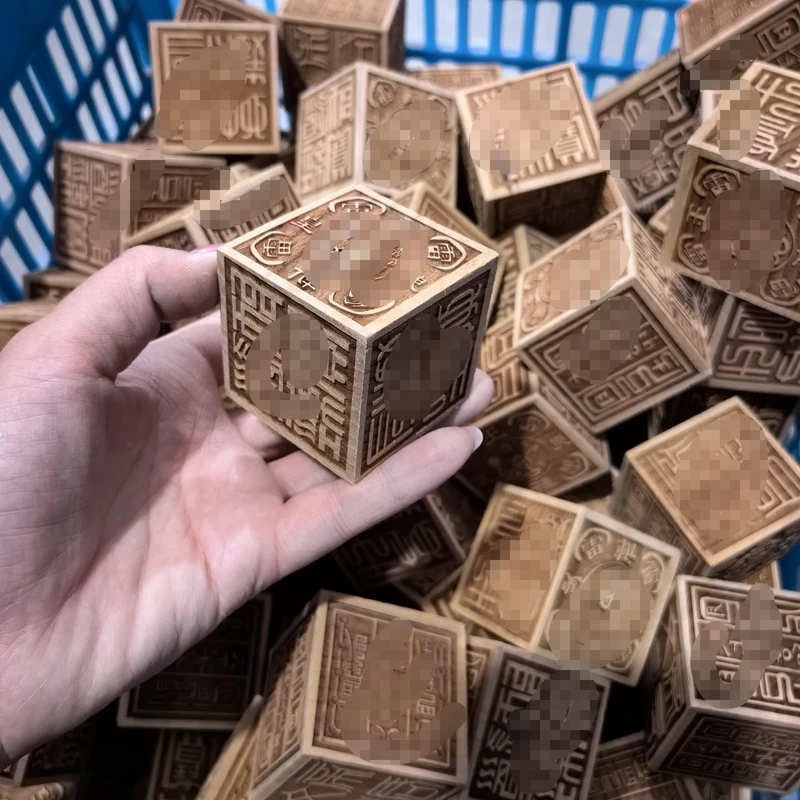 431 桃木六面印章5*5*5摆件单个