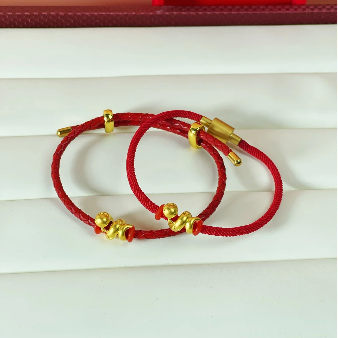 足金999蛇年卷卷蛇转运珠黄金手绳送女友老婆新年生日节日的礼物