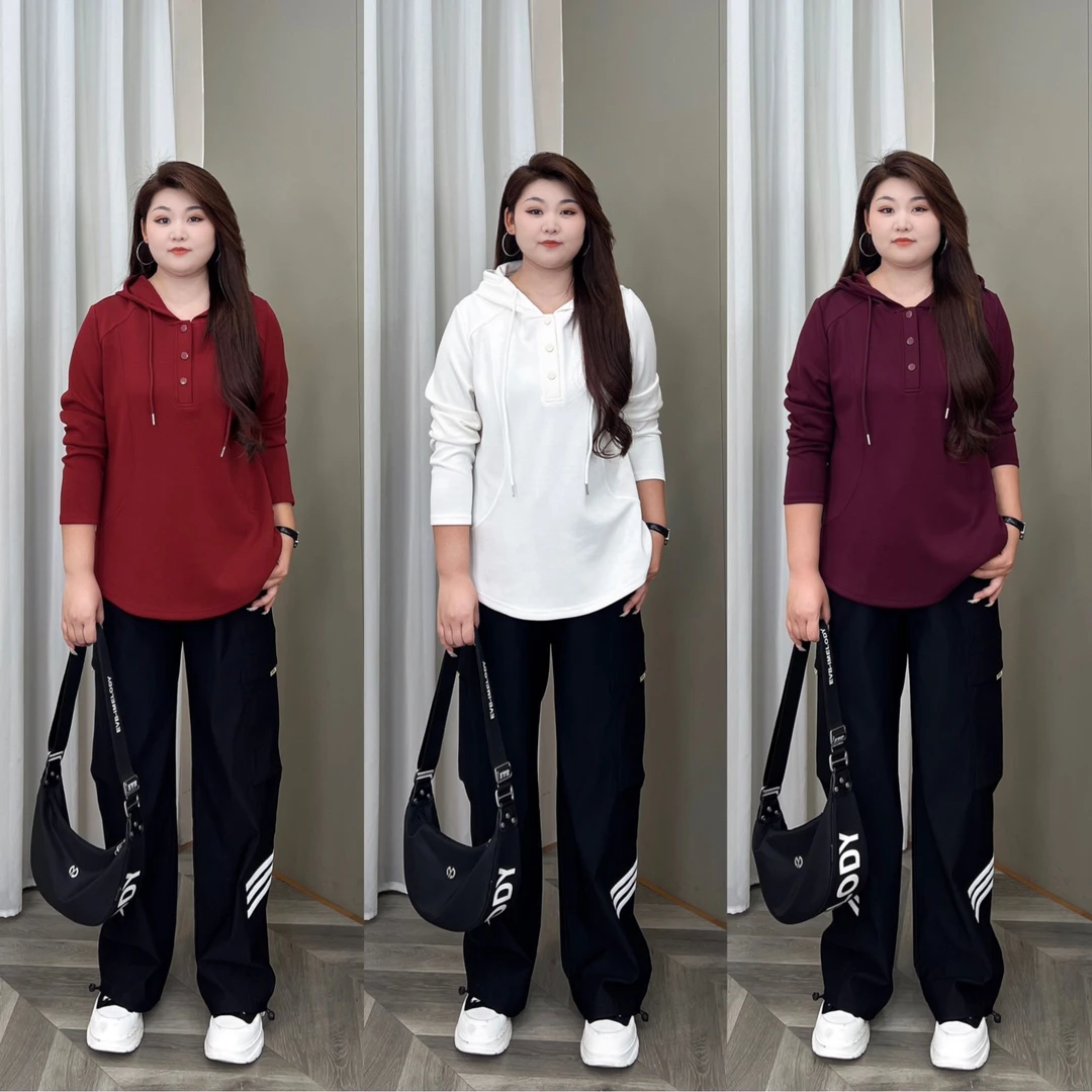 【现货仅卫衣】PMM81387早秋新款休闲百搭显瘦连帽卫衣大码女装