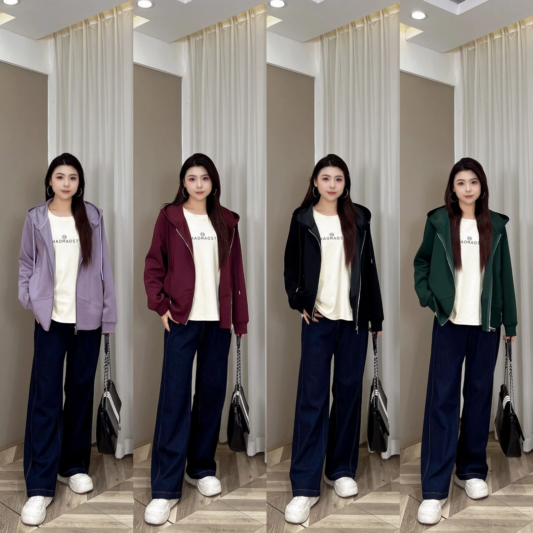 【仅外套】PMM81516 秋季新款韩版纯色百搭显瘦简约休闲带帽卫衣