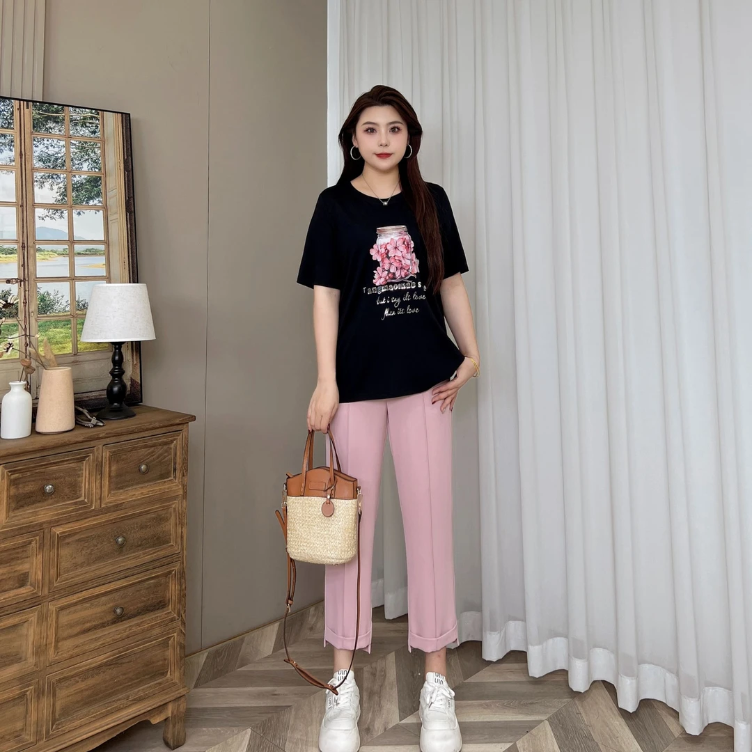 【现货仅裤子】PMM81147夏季新款通勤百搭简约显瘦大码休闲裤