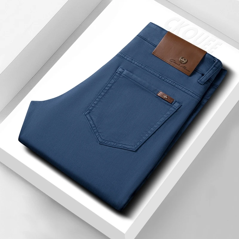 CKOUEE高端男士秋季多色时尚百搭修身直筒休闲牛仔裤