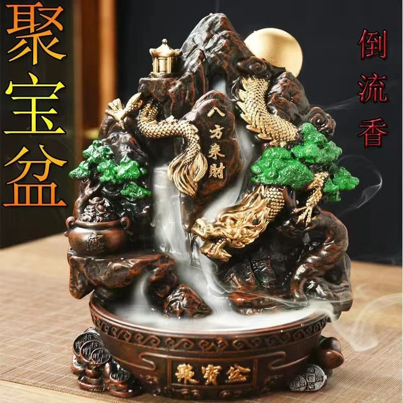倒流香炉客厅玄关摆件老山檀香沉香炉香薰炉树脂禅意香炉