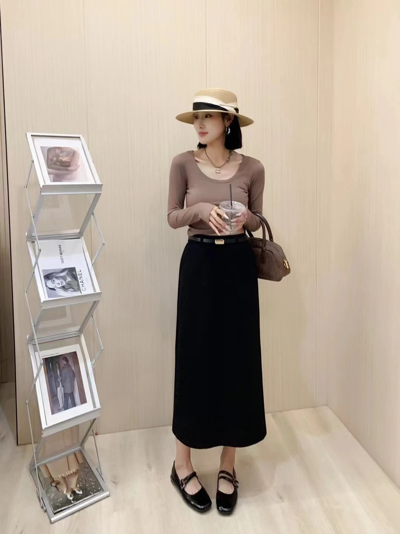 紫婷精选964#春季新款高端品质高腰显瘦气质时尚百搭西装半身裙