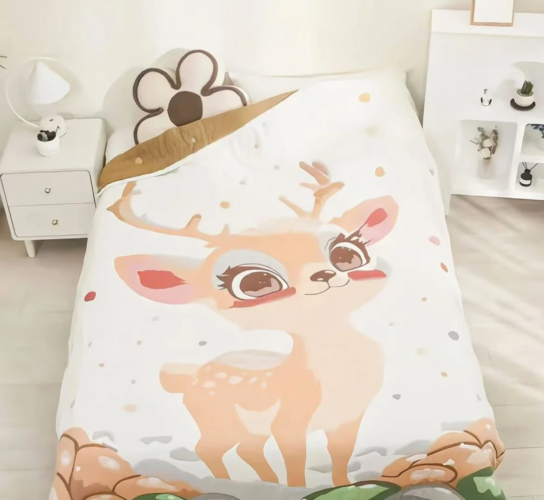 【梅花鹿】 150cm x 200cm 多功能轻奢超柔轻奢纱布泡芙被