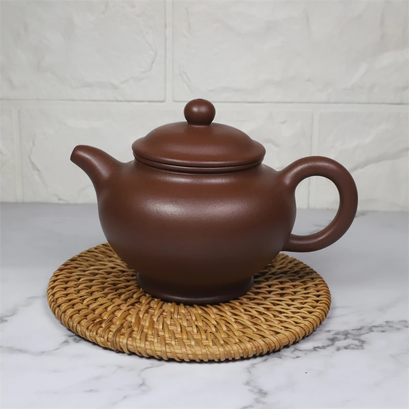 御壶清茗+掇子壶+210CC+黄龙山原矿紫泥+全手工制+神飚紫砂艺术馆
