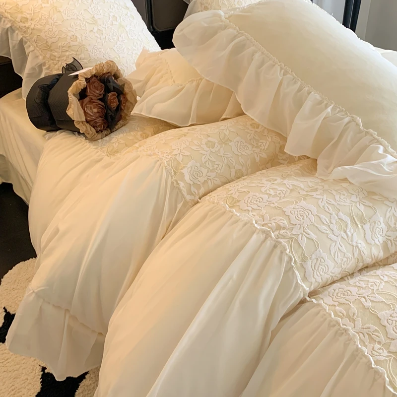 【吾】新款法式轻奢浪漫高端全消光牛奶绒床盖四件套保暖-赫琳娜