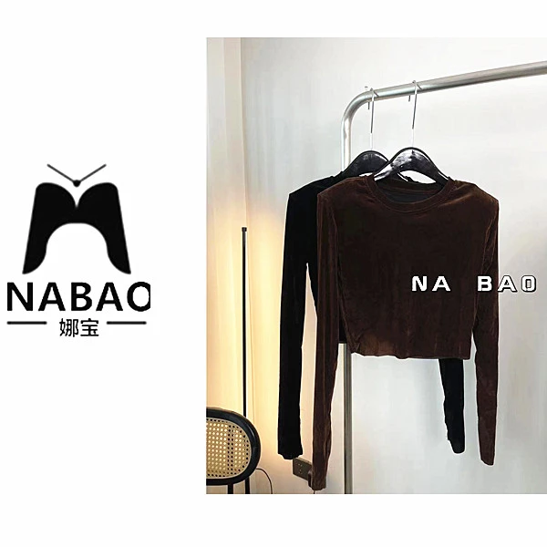 NABAO▶开叉袖丝绒打底衫女早秋薄款网红百搭T恤