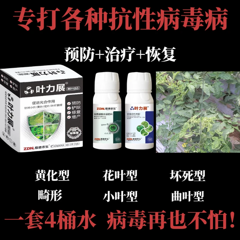 植德农乐叶力展病毒病技术组合花叶小叶卷叶皱缩农用加强型叶面肥