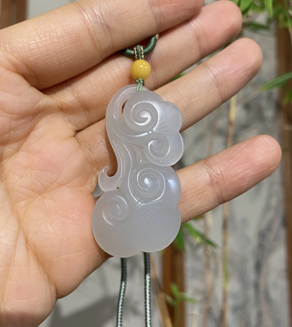 和田玉烟紫“如我心意”如意挂件