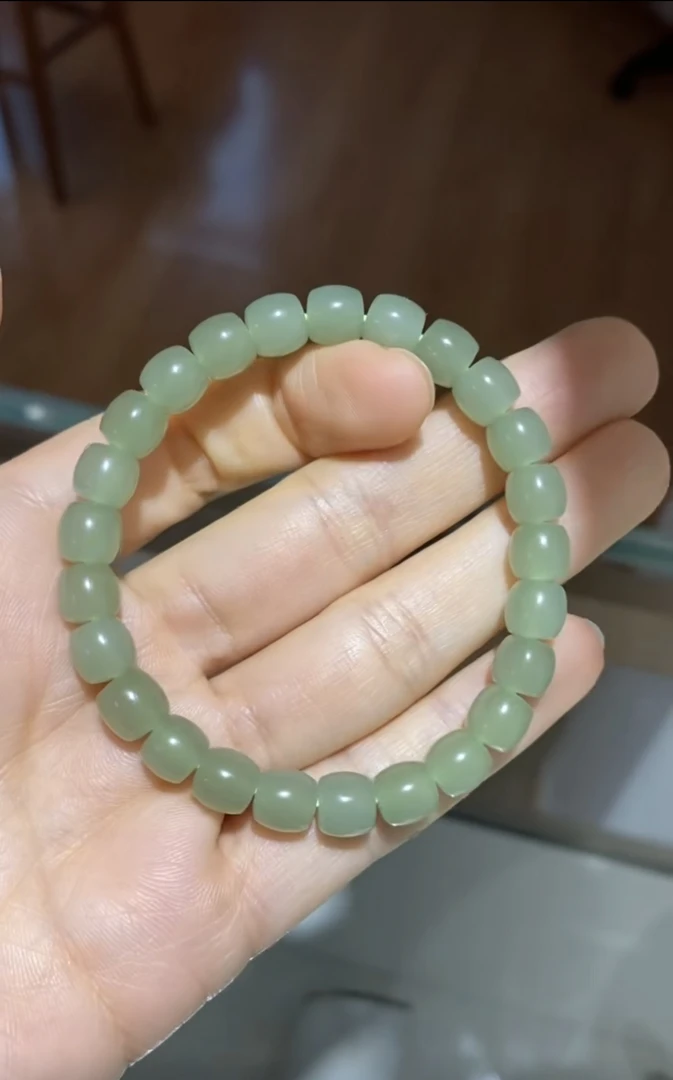 和田玉高冰光感晴水手串8mm