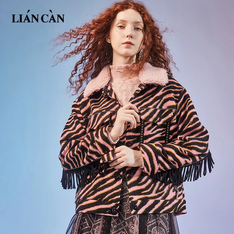 莲灿2025年商场新款原创设计复古豹纹流苏短外套时尚7120462008