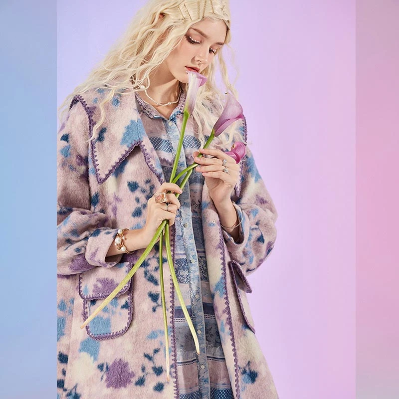 【莲灿】2025秋冬新商场同款波西米亚大衣毛呢外套7122369001