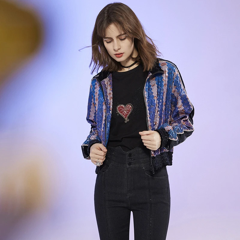 莲灿2025设计师时尚品牌铆钉渐变紫色夹克ins短款外套71AW337002