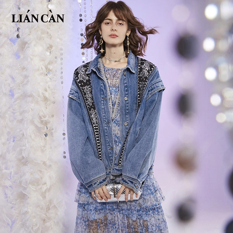 莲灿2025冬季波西米亚风设计师珠绣铆钉短棉衣棉服71AN477003