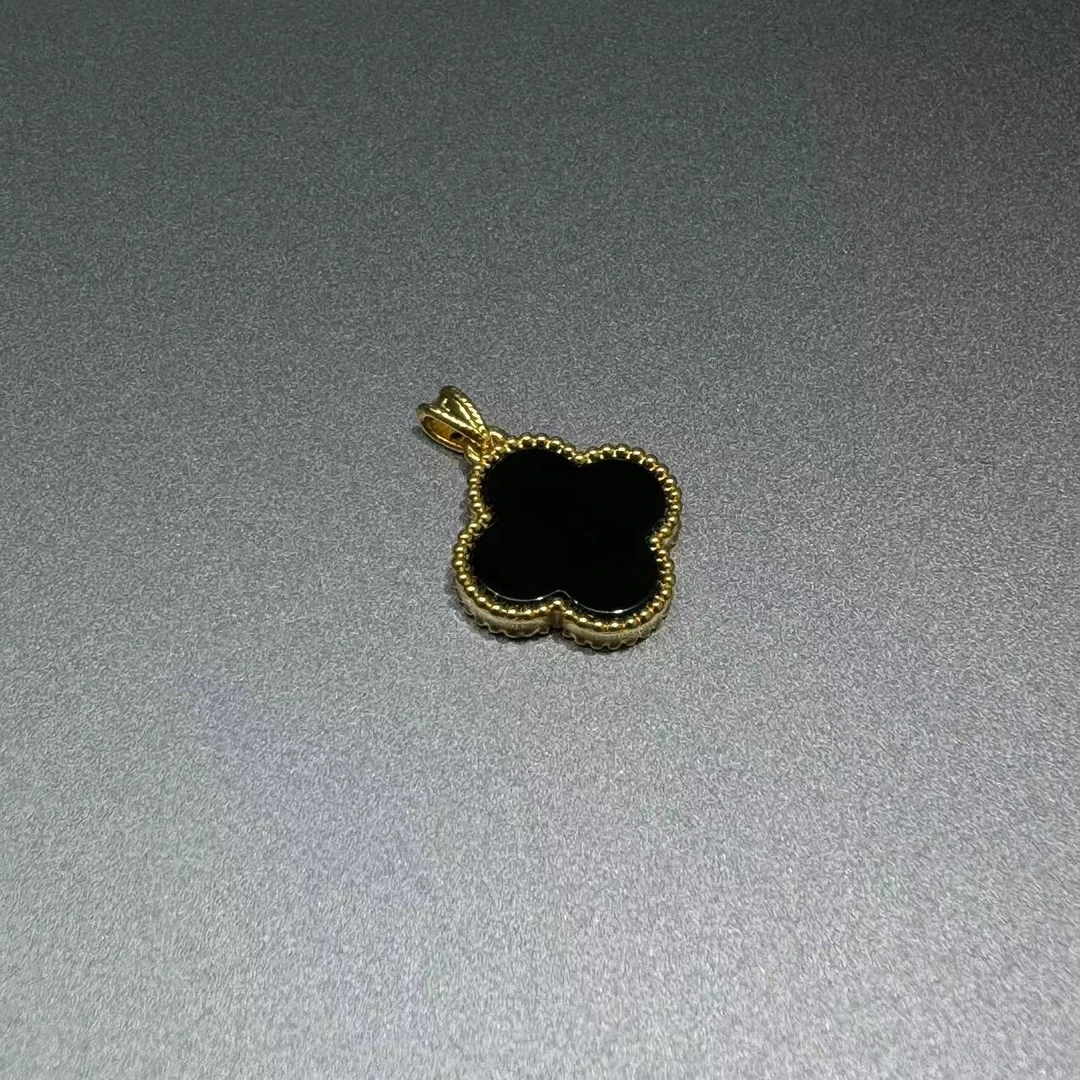 【老铁专属】18k金黑色玛瑙四叶花花吊坠，未脱模