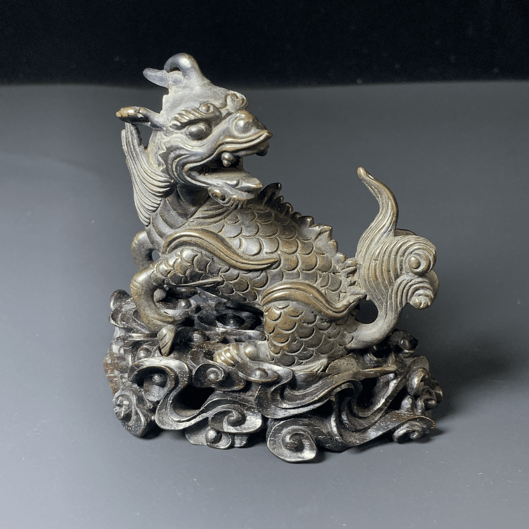 清中期 铜麒麟摆件 12305 古玩拍卖