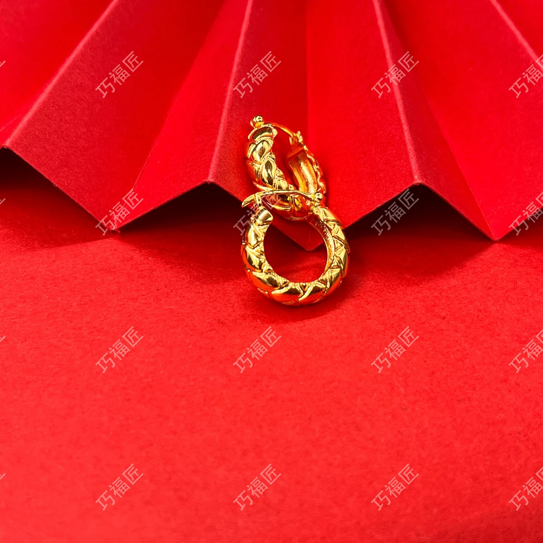 足银耳饰 编织纹耳圈 气质百搭精美简约仙女轻奢国风