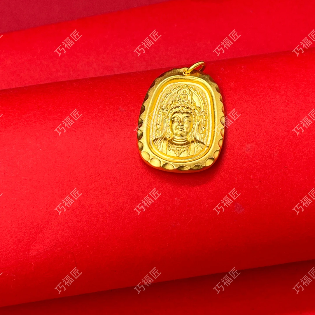 吊坠足银 月牙观音吊坠 手工精美 复古传承中古素款