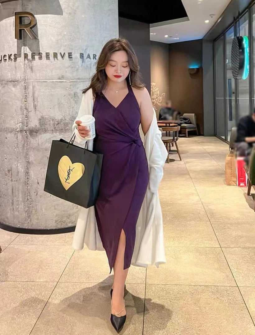 【茶衣自制】紫色连衣裙8717