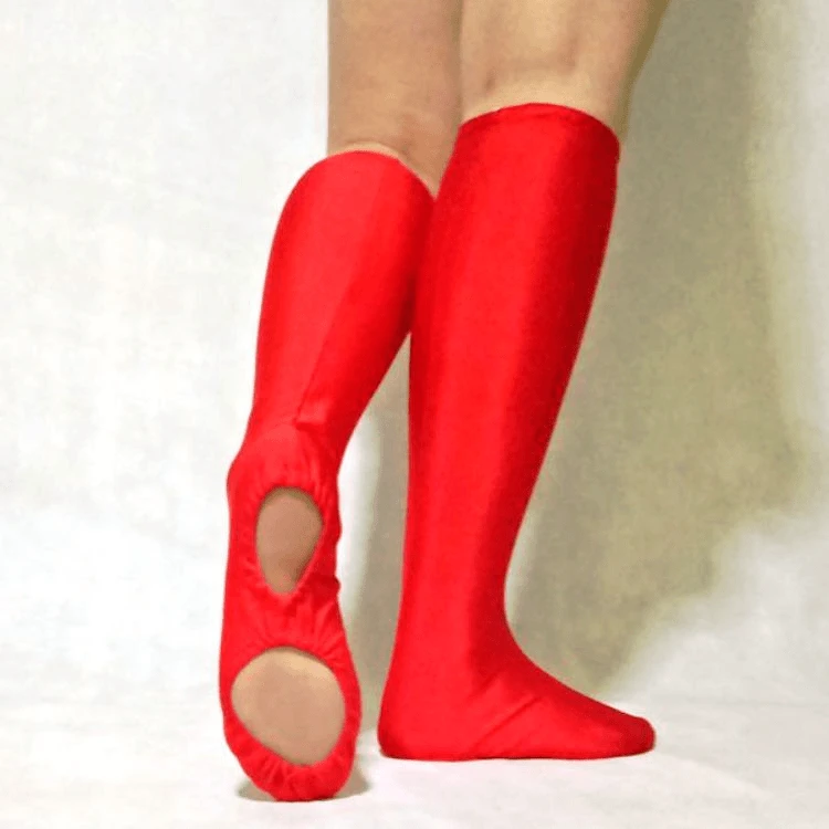 水兵舞鞋套红袜套广场舞脚套腿套成人儿童舞蹈演出红色弹力靴套