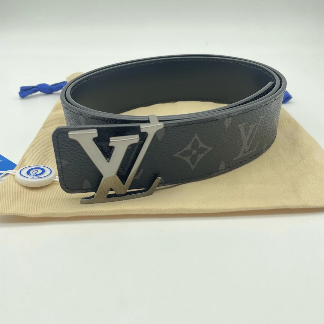 95新 LouisVuitton/路易威登 85码黑花双面乌黑扣皮带8771340