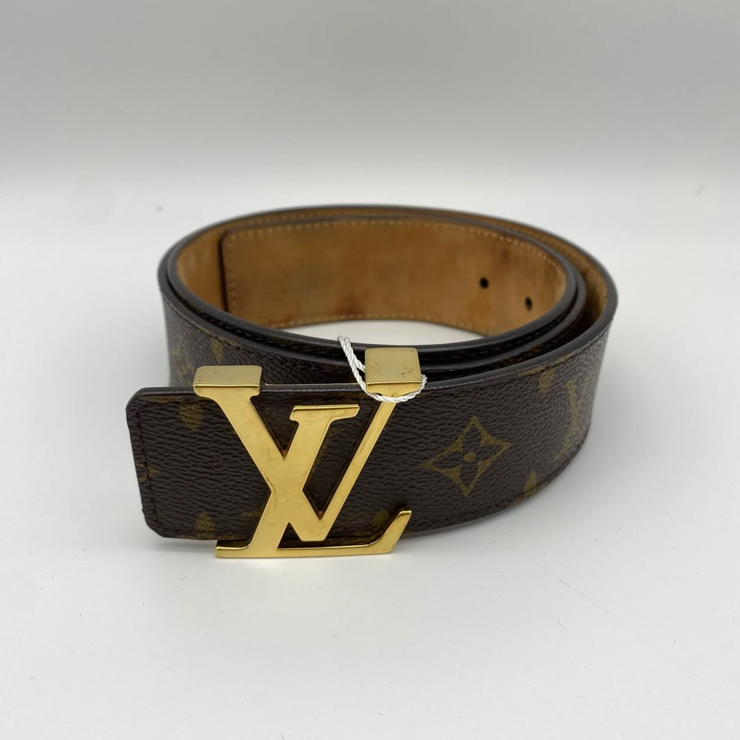 95新 LouisVuitton/路易威登 老花金扣单面90码皮带9165496