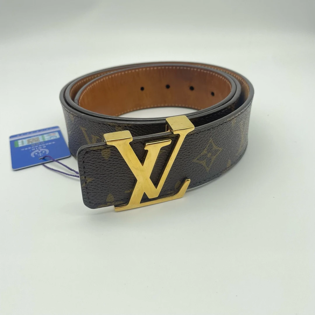 95新 LouisVuitton/路易威登 100码LV 老花金扣单面皮带9292668