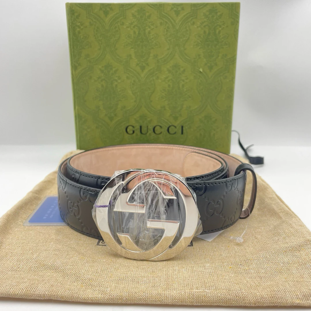 99新 GUCCI/古驰 全套，古驰黑色压纹85码皮带10564902