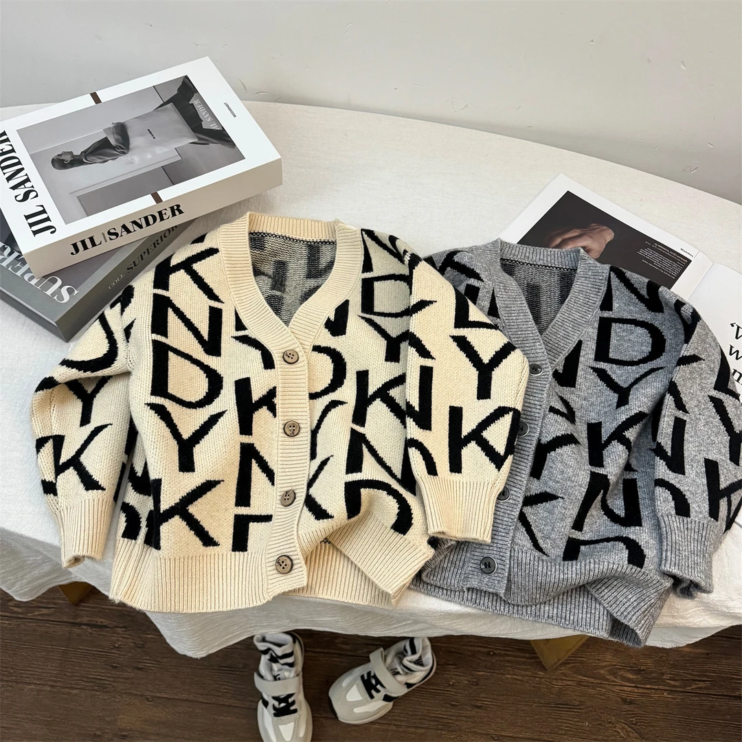 【秋季新款】宝宝毛衣开衫秋季宽松百搭V领针织衫儿童春秋款外套