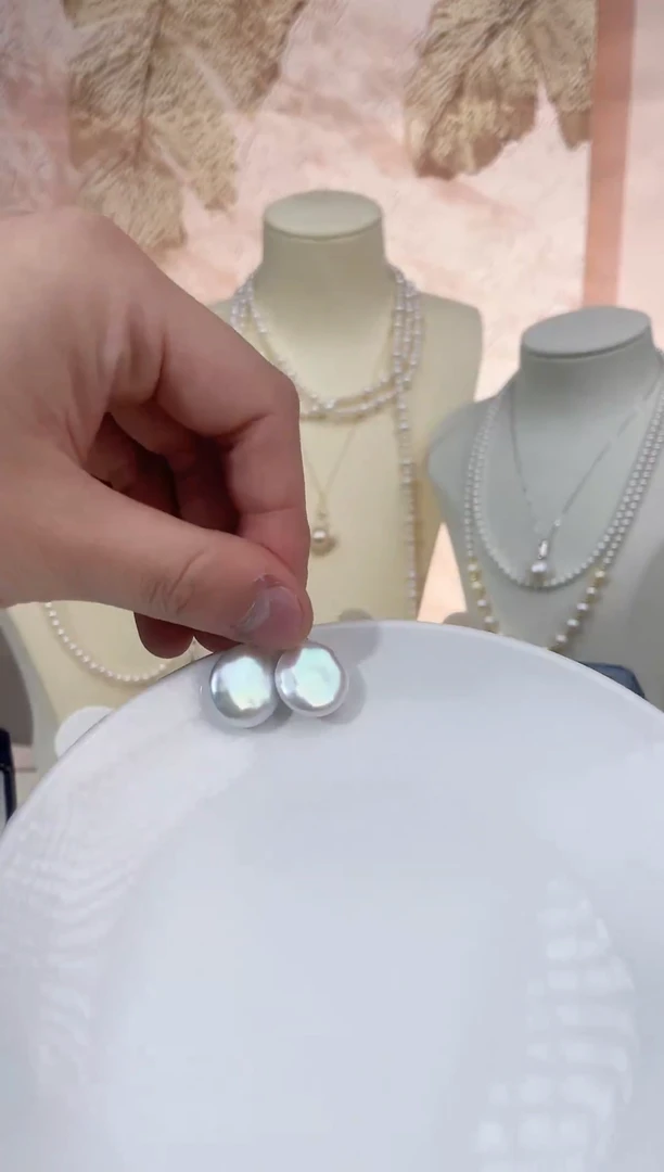【闪购商品】淡水珍珠巴洛克耳钉银S925镶嵌s925银巴洛克耳钉