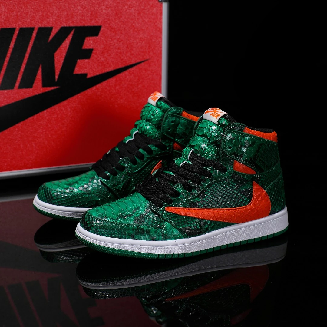 NIKE/耐克墨绿色蟒蛇皮高帮【定制球鞋】百搭透气时尚情侣款运动