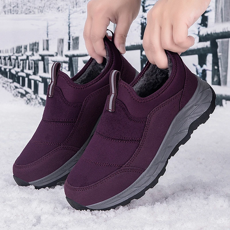 中老年运动鞋正品老人鞋加绒防水雪地靴防滑中老年健步鞋妈妈棉鞋