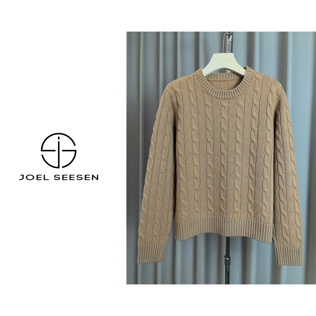 秋冬加厚版拉夫家绞花圆领纯羊毛针织套头衫23312