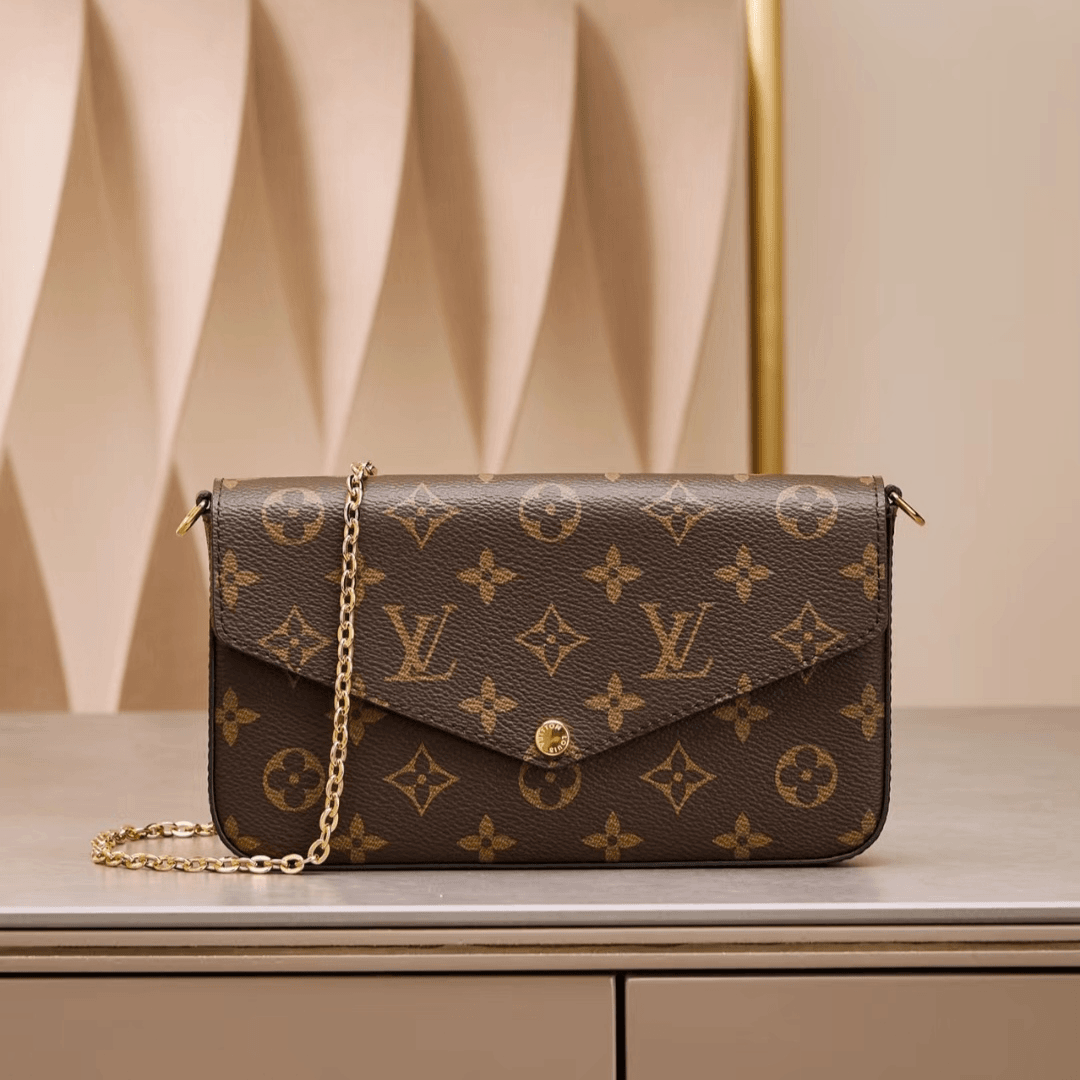 95新 LouisVuitton/路易威登 lv 老花 三合一  链条包/ 1414777 L