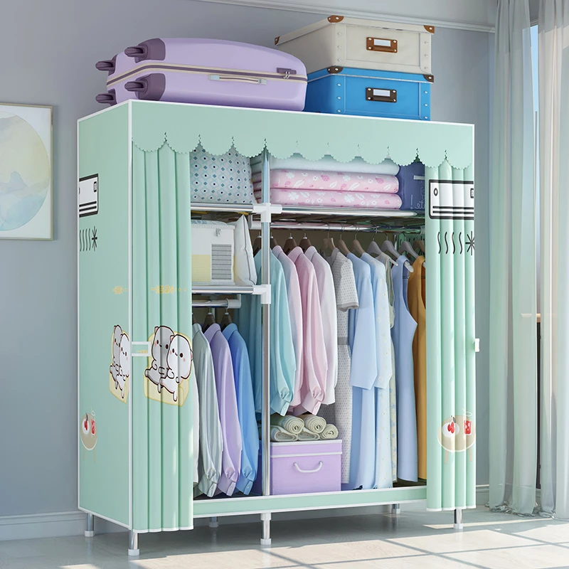 简易衣柜加粗加固钢管涤棉布衣柜简约经济型组装收纳衣橱1.23米