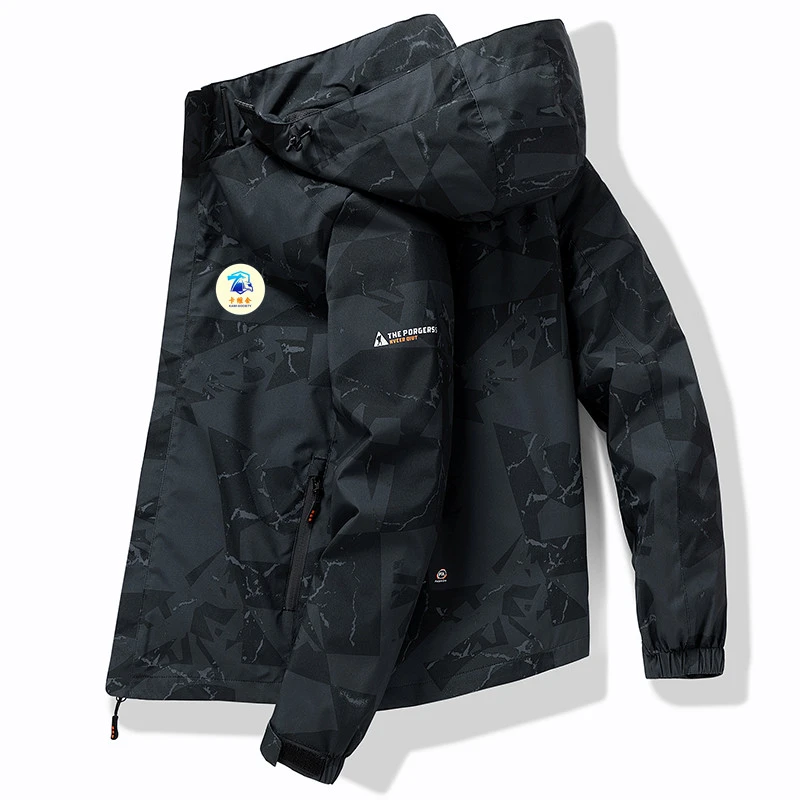 卡维会冲锋衣外套男薄款迷彩2023春秋新款季户外防风防水运动夹克