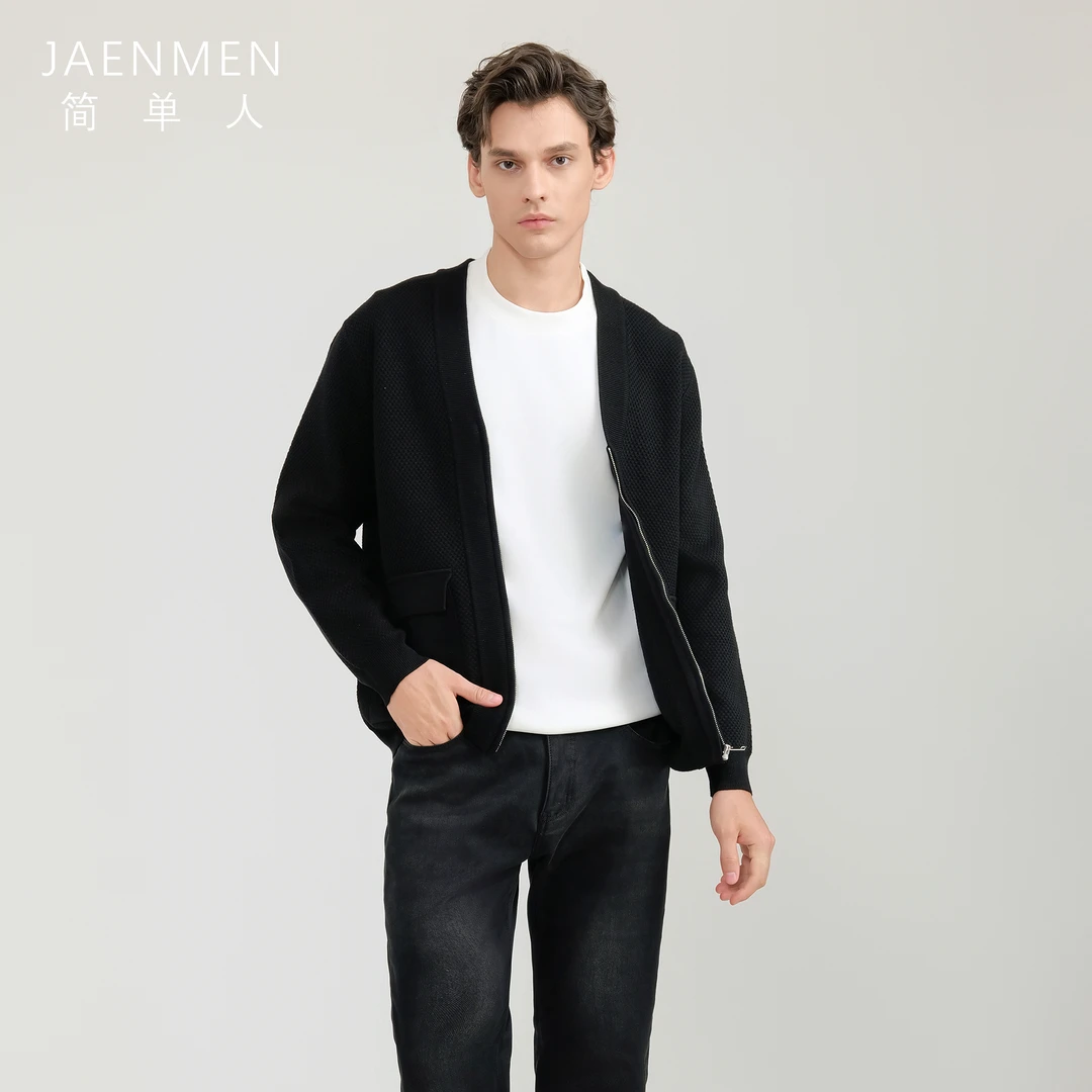 【特卖品不退不换】【和式春秋单穿内搭外套】羊毛保暖型拉链针织夹克