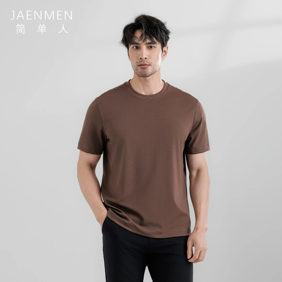 简单人奢侈80支三股纱【高柔细丝棉T恤】透气轻柔宽松百搭男士短袖